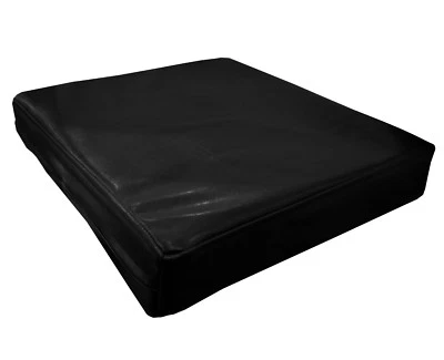 pe201t Black Faux Leather Classic Pattern 3D Box Seat Cushion Cover Custom Size - Image 1 of 4
