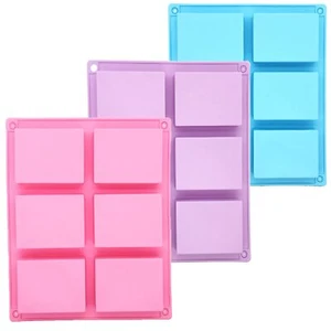 3 Pack Silicone Soap Bar Molds 6 Cavity Rectangle Shape for Cake Baking Tart - Picture 1 of 5