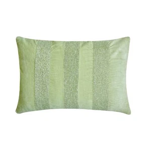 Lumbar Cushion Case Green Set of 2 Velvet - Sparkling Stripe Mint - Picture 1 of 3