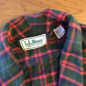 Vintage 90s LL Bean Men Robe Scotch Plaid Flannel Pockets Belted Red Green Large - Picture 1 of 6