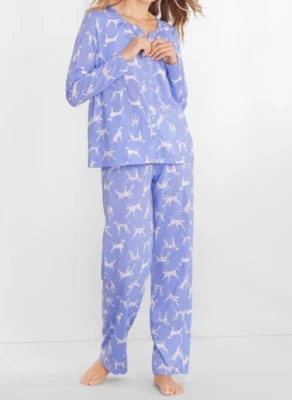 NUEVO CON ETIQUETAS Karen Neuburger Púrpura DALMATIAN DOGS Jersey Ligero Pijama/Juego de Salón L Foto 1 de 4