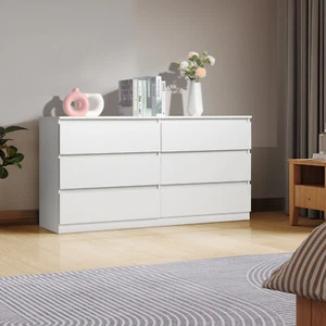 Double 6 Drawers Dresser Storage Storage Chests of Drawers for Bedroom Organizer - Picture 1 of 9