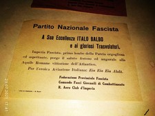 Partito Nazionale Fascista Volantini A Sua Eccellenza Italo Balbo