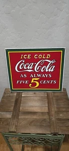 Vintage Coca-Cola Sign by Ande Rooney Porcelain. Great Condition.  13x10.5" - Picture 1 of 7