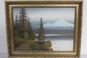 PINTURA DANESA DECORATIVA "PAISAJE CON LAGO" SIN FIRMAR #11005 - Imagen 1 de 2