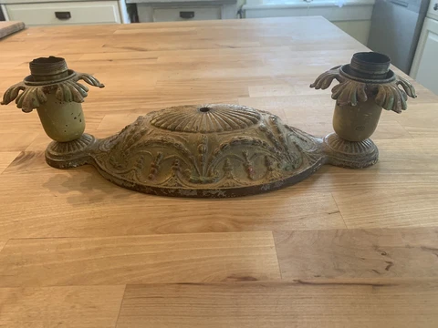 Antique Flush Mount Art Deco Cast Iron Light Fixture Cover