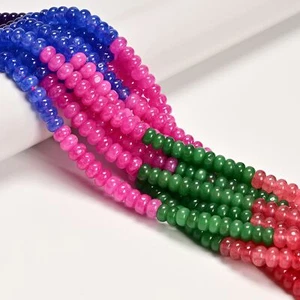 13-Multi-color Dyed Jade Smooth Rondelle Beads Size 5x8mm 15.5'' Strand - Picture 1 of 3