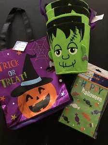 Halloween Treat Bag Variety Set with Felt Buckets & Paper Sacks (NEW) - Picture 1 of 4