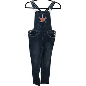 Cat & Jack Overalls Girls Large (10/12) Blue Denim Stretch Embroidered Jumpers - Picture 1 of 11