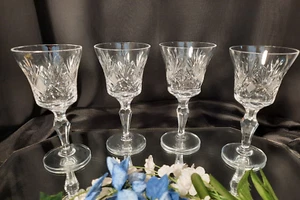 4 Very Finely Hand Cut Crystal Wine Goblets Glasses Set - Picture 1 of 9