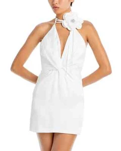 Ramy Brook Evie Embellished Bodycon Dress Women's 8 Ivory V-Neck Sleeveless Zip~ - Picture 1 of 16