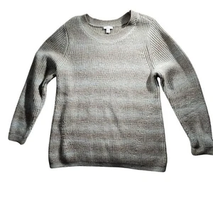 Suéter Jersey Tejido Manga Larga Informal Gris Grande Mezcla Algodón J.Jill - Imagen 1 de 8