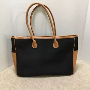 Mulholland Borsa Tote Bag Nera Nylon Cerniera Beige Bordo Pelle - Ottime Condizioni - Foto 1 di 24