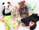 Ty Beanie Babies Bears Lot of 6 Black Brown Panda Pastel Rainbow Vintage I