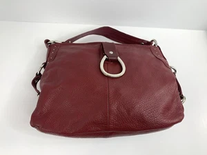 Franco Sarto Womens Red Leather Purse Shoulder Bucket Handbag Satchel Hobo - Picture 1 of 16