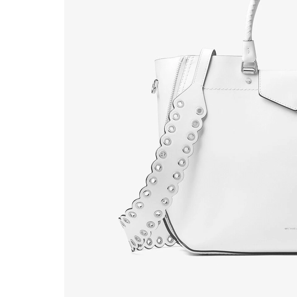 Authentic Michael Kors Guitar Optic White Leather Grommet Replacement Strap