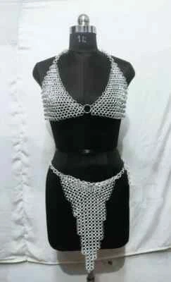 Chain mail Medieval Butted Bikini Aluminum Silver Hot Sexy Costume - Image 1 of 4