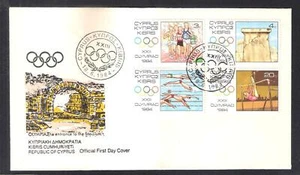 CYPRUS 1984 LOS ANGELES OLYMPIC GAMES SWIMMING GYMNASTICS OLYMPIC PILLAR  FDC - Picture 1 of 1
