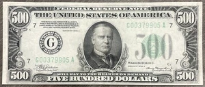 1934 A $500 Bill Federal Reserve Note FRN, XF/AU Condition, Good Color - Picture 1 of 4