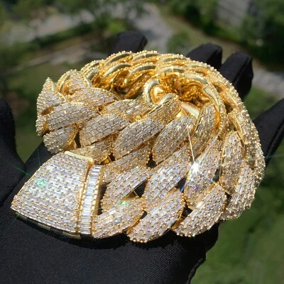 Collar Cadena Cubana 23MM Baguette Bling Hop Cadera Hielo Completo Miami 5AAA+ CIRCONITA CÚBICA Foto 1 de 4