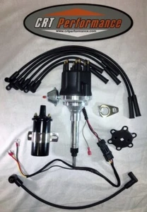 small cap CHEVY I6 6 Cylinder 235 HEI Distributor + 45K Coil BLACK + USA Wires - Picture 1 of 5