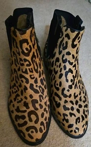 ZARA WOMAN LEOPARD PONYSKIN LEATHER FLAT CHELSEA ANKLE COWBOY BOOTS 6 39 - Picture 1 of 12