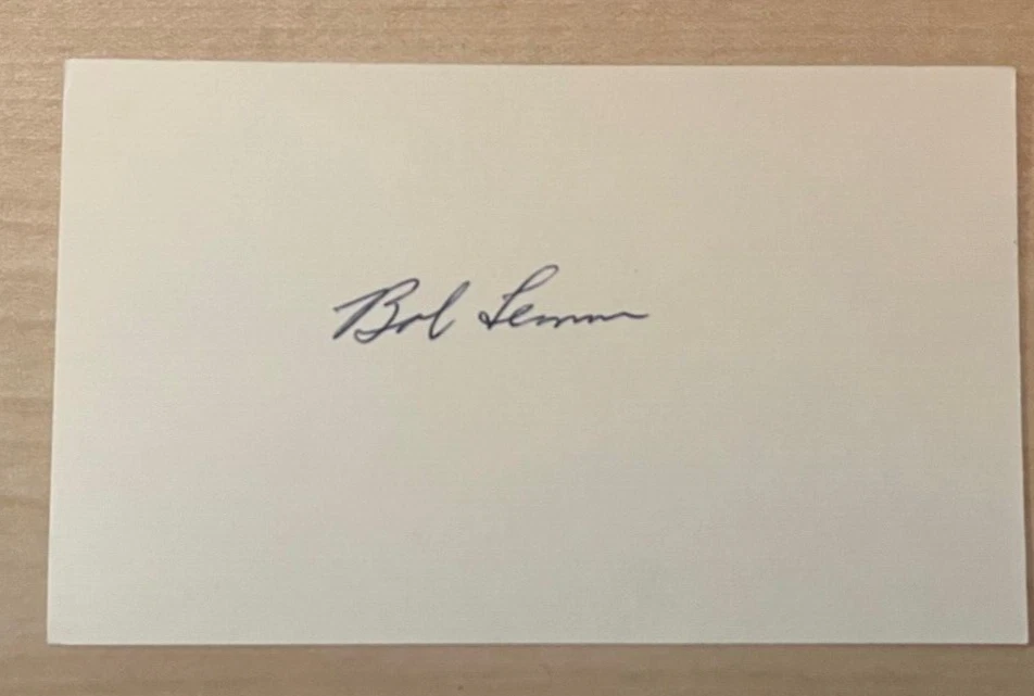 Bob Lemon Autographed 3 x 5 card - Image 1 of 1