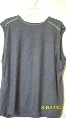 uomo taglia L fitness smanicato verde marmorizzato cuciture evidenziate 28 L 26 attraverso - Immagine 1 di 4