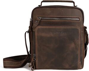 Chargella Unisex Leather Traveler Crossbody Messenger Shoulder Bag Handbag Brown