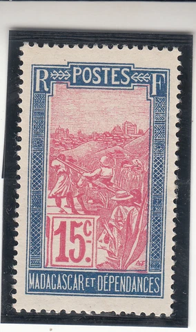 Madagascar 1922. 15c. Blue/red. Local Motifs MLH Cover