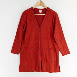 Chicos Sweater Size 2P US Large PETITE Spiced Red Ribbed Cardigan Pockets NEW - Picture 1 of 8
