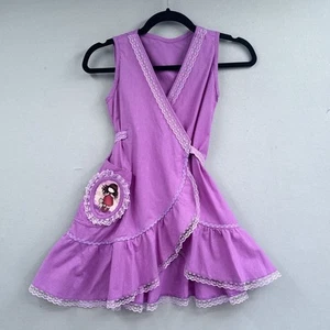 Ruffled Lace Pinafore Wrap Party Dress Girls 6 Purple Prairie Little Cat Kitten - Picture 1 of 15