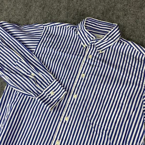 Maus & Hoffman Hemd Herren Large blau weiß gestreift Button Down ägyptische Baumwolle - Bild 1 von 8