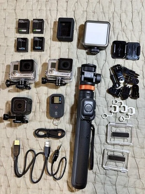 GoPro Hero 3+ Hero 5 Session ~ Batteries, Tripod, Remote, Cases, Mounts Bundle  - Image 1 of 4