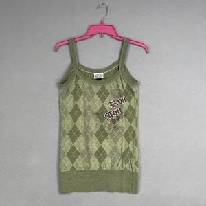 Vintage Ron Jon Surf Shop Tank Top Womens Large Green Argyle Preppy Y2K 90s - Picture 1 of 12