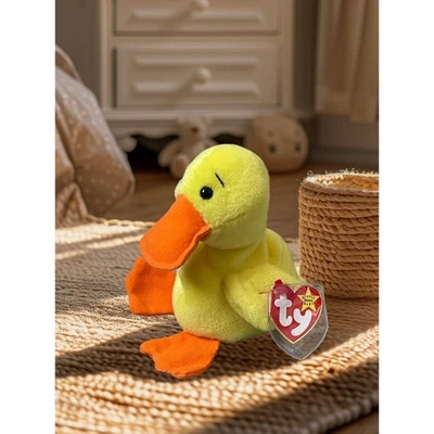 Ty Beanie Baby Retired 1994 QUACKERS Duck Original Yellow Plush  - Image 1 of 4