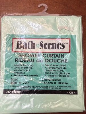 Cortina de ducha vintage 1994 escenas de baño 60”x72” verde pastel como nuevo sellada nueva Foto 1 de 4