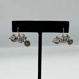 Motorcycle Earrings Silver Tone Dangle Drop Biker Jewelry Gift For Her - Picture 1 of 4