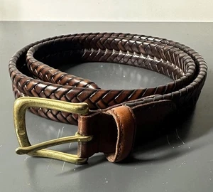 Cinturón Fossil Hombre 36 Marrón Oscuro Trenzado Cuero Tejido Hebilla Latón Sólido 90cm - Imagen 1 de 6