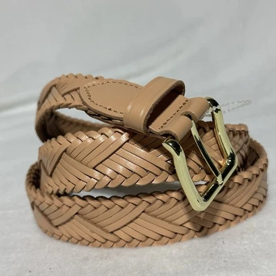 J.CREW Braided Italian Leather Belt Women M/L Light Tan/ Beige NEW - Image 1 of 4