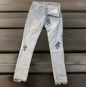Chrome Hearts Cross Patch Jeans 30x33 Fleur De Lis Horseshoe Button Fly *SEE Siz - Picture 1 of 20