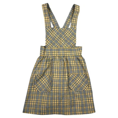 Vestido Delantal Vintage Niña Cuadros Amarillo Bolsillo Frontal Talla Estimada 4 o 5 Foto 1 de 4