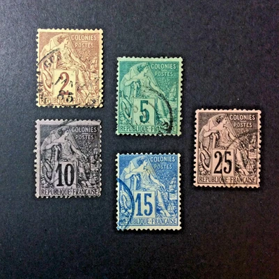 BroadviewStamps French Colonies #47, 49-51, 54 used F-VF. - Image 1 of 2