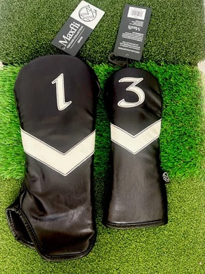 NOVO Maxfli Coleção Vintage Driver Preto/Branco e 3 Conjunto de Cabeças de Madeira - Imagem 1 de 3