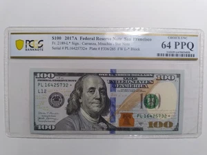 PCGS Banknote $100 2017A Fr. 2189-L STAR Choice Unc 64PPQ Federal Reserve Note  - Picture 1 of 2