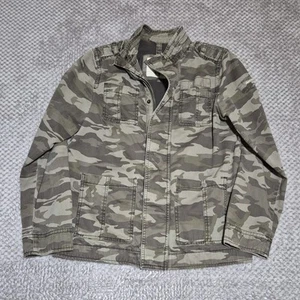 Abercrombie Fitch Kids Jacket Youth 15/16 Green Camo Military Patch Pockets  - Picture 1 of 9