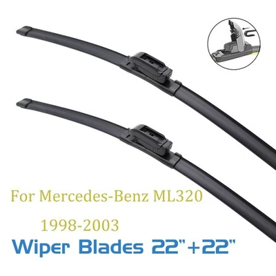 2, limpiaparabrisas delantero para Mercedes-Benz ML320 1998-2003 22" gancho en J Foto 1 de 4