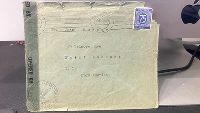 Alemania Zona Ocupación Americana 1946 Cubierta con Cinta Censora Militar Foto 1 de 4