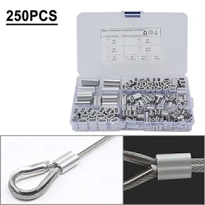 250 Stück 8-Größen-Doppelhülsen-Crimpschleifenhülse für Drahtseilkabel - Bild 1 von 12