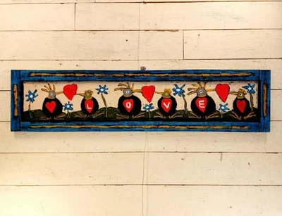 John Sperry Outsider Sureño Primitivo COLORIDO Arte Popular AMOR Pájaros Pintura  Foto 1 de 4